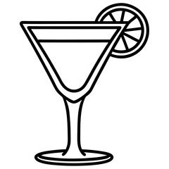 Sleek Cocktail Glass Illustration in Line Art