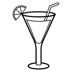 Sleek Cocktail Glass Illustration in Line Art