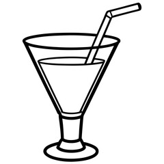 Sleek Cocktail Glass Illustration in Line Art
