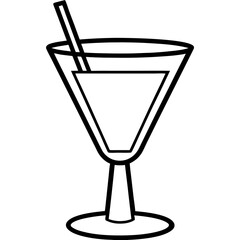 Sleek Cocktail Glass Illustration in Line Art