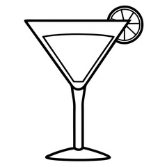 Sleek Cocktail Glass Illustration in Line Art