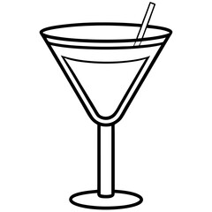 Sleek Cocktail Glass Illustration in Line Art