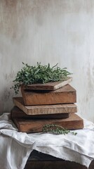 Rustic Wooden Cutting Boards With Fresh Herbs