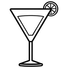 Sleek Cocktail Glass Illustration in Line Art