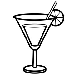 Sleek Cocktail Glass Illustration in Line Art