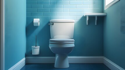 Modern compact bathroom with white toilet and neutral decor.