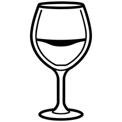 Sleek Wine Glass Outline Vector Illustration