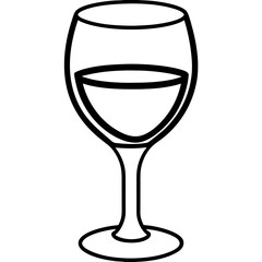 Sleek Wine Glass Outline Vector Illustration