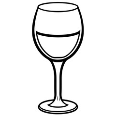 Sleek Wine Glass Outline Vector Illustration