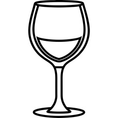 Sleek Wine Glass Outline Vector Illustration