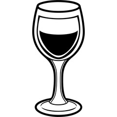 Sleek Wine Glass Outline Vector Illustration