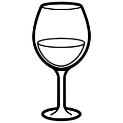 Sleek Wine Glass Outline Vector Illustration