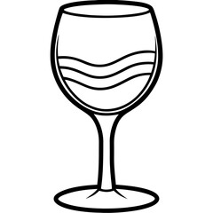 Sleek Wine Glass Outline Vector Illustration