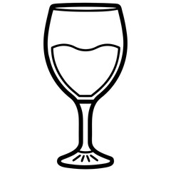 Sleek Wine Glass Outline Vector Illustration