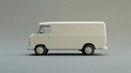 White van, side view, studio, plain background, mockup