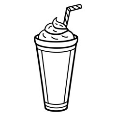 Smooth Milkshake Outline Vector Art