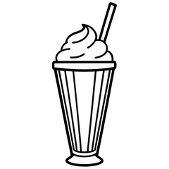 Smooth Milkshake Outline Vector Art