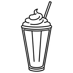 Smooth Milkshake Outline Vector Art