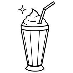 Smooth Milkshake Outline Vector Art