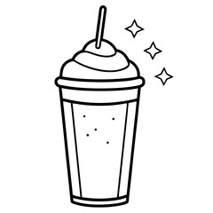 Smooth Milkshake Outline Vector Art