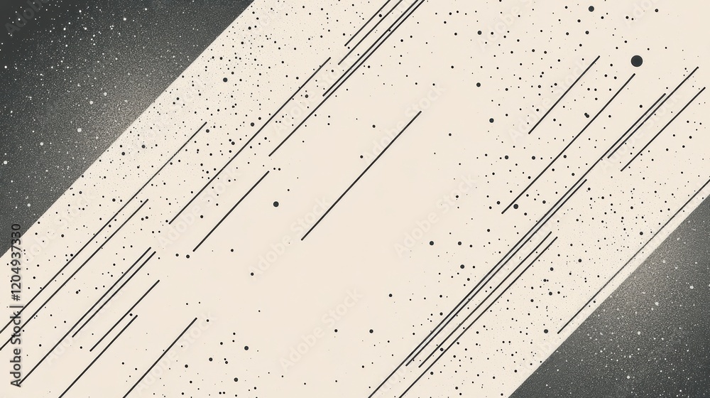 Aufkleber Creative abstract art with dynamic lines and scattered dots resembling a cosmic scene. Generative AI