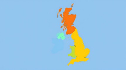 Colorful simplified map of Great Britain.