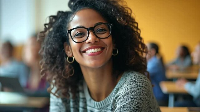 A woman teacher highlights the importance of online learning for continuing education, helping professionals gain new skills to stay competitive