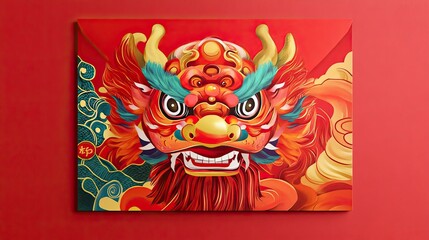Red Envelope Featuring A Vibrant Dragon Design