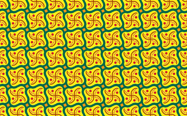 Signs and symbols pattern design cross sien swastika lucky. etnic, square pattern, element, art deco, ikat, detail, diagonal, green, decor.