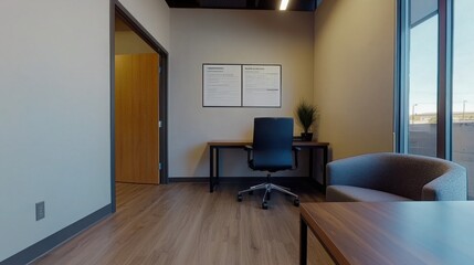 Fototapeta premium Bright Open Office Space with Strategic Vision and Modern Design for Productivity