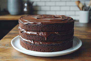 Delicious Three Layered Chocolate Cake With Rich Icing