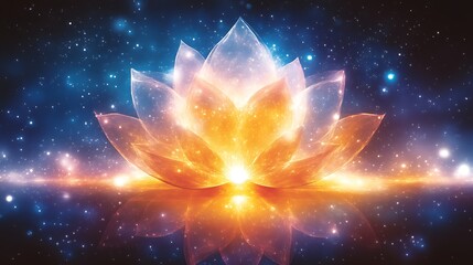Luminous Celestial Lotus Flower Glowing Brightly