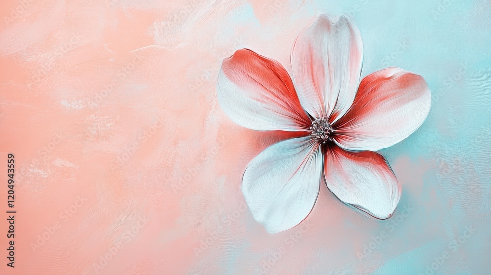 Poster Beautiful flower with soft color hues on a serene background during the afternoon light. Generative AI