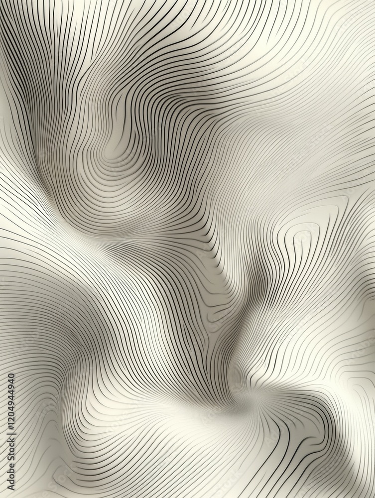 Fototapete Abstract wavy lines create a dynamic textured background for artistic projects and designs in neutral tones. Generative AI