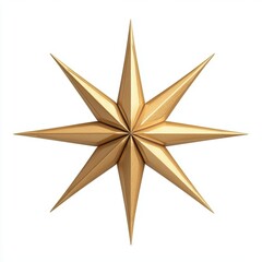 Obraz premium Golden Ten-Pointed Star, Festive Decoration, 3D Render