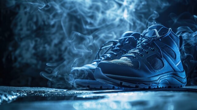 Blue sports shoes, AI generated image