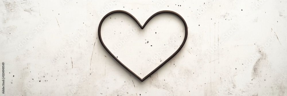 Poster heart shape made of metal against a textured wall with a minimalist design for modern decor enthusia