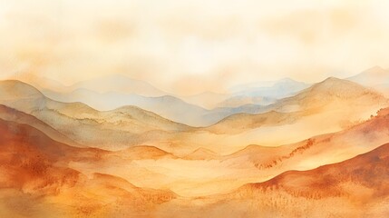 Naklejka premium Abstract Watercolor Painting of Rolling Hills and Mountains