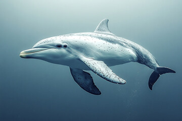 Obraz premium A Spotted Dolphin Swims Gracefully Underwater