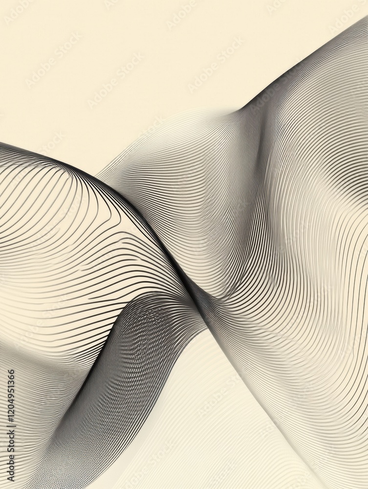 Poster abstract lines create flowing patterns on a light background in geometric design. generative ai