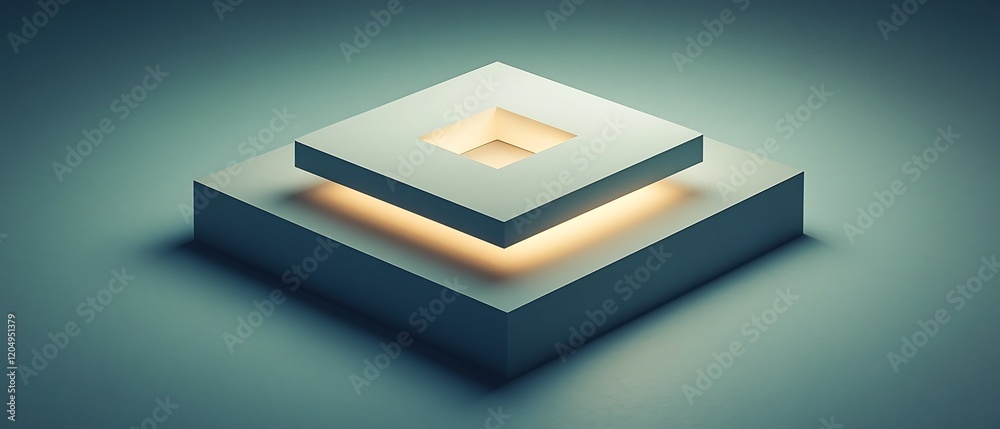 Wall mural striking 3d abstract geometric cube texture with luminous led elements and forced perspective
