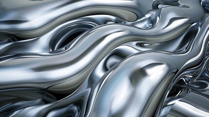 A smooth chrome metal surface with a reflective, polished finish, showcasing a sleek and shiny appearance.

