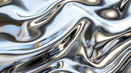 A smooth chrome metal surface with a reflective, polished finish, showcasing a sleek and shiny appearance.

