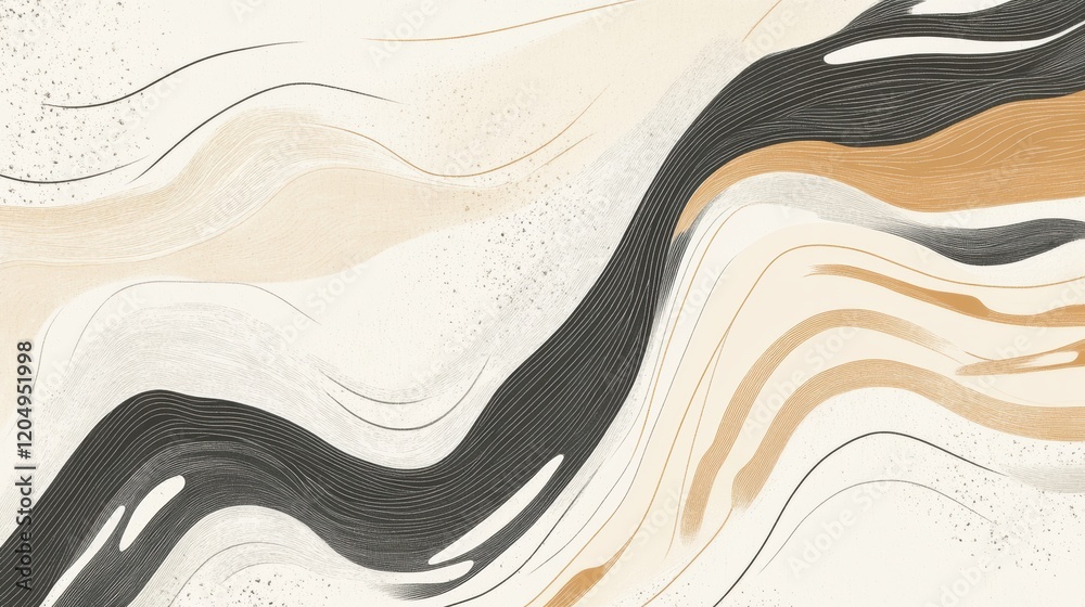 Poster abstract design featuring flowing lines and warm colors in a contemporary style for modern decor. ge