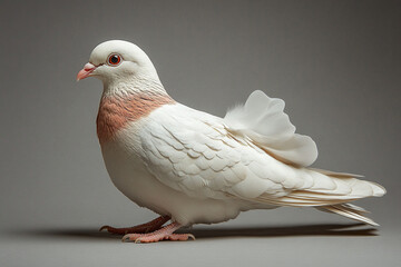 Obraz premium Elegant White Pigeon with Peach Breast Feathers