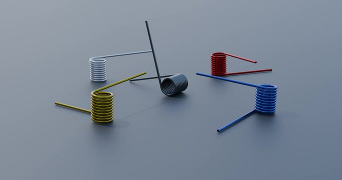Torsion Spring with 270 degree deflection angle; 3D CAD Design Spring; Engineered Mechanical spring: Industrial Dampeners
