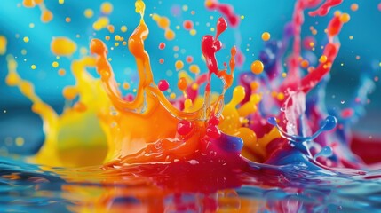 Abstract design featuring vibrant colored splashes in unique shapes, creating a dynamic and artistic background.

