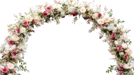 Beautiful wedding flower arches, isolated on transparent background 