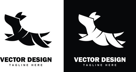 A dog jumping Icon, Design, Vector Illustration, Silhouette