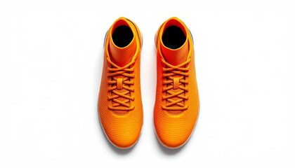 Vibrant Orange Soccer Cleats Top View Product Shot